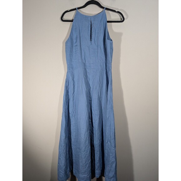 Boden Womens Blue Linen Sleeveless Maxi A Line Riviera Dress Sz 8 Preppy Coastal - Picture 2 of 9